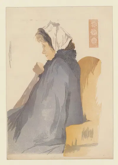 Femme cousant (Mlle Miller-Verghy, de Bucarest). by Amédée Joyau, 1898 — digital art print download