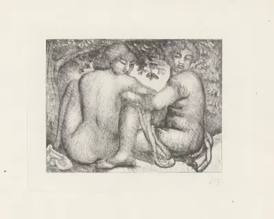 Deux femmes assises sous des feuillages by Aristide Maillol, 1928-1929 — digital art print download