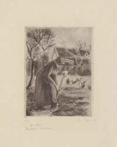 Paysanne bêchant by Camille Pissarro, 1890 — digital art print download