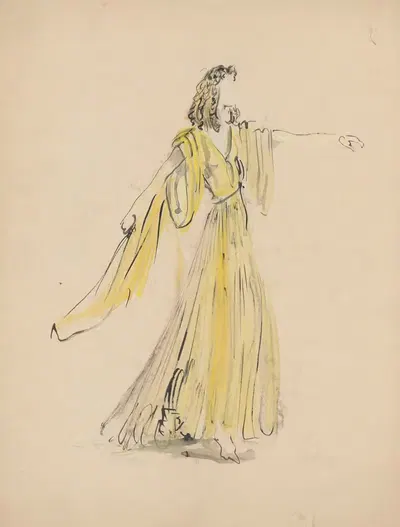 Содом и Гоморра – макет костюма – женщина в желтом платье by Кристиан Берар, 1943 — digital art print download