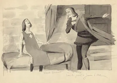 Сара Бернар и Де Макс в "Процессе Жанны д'Арк" Эмиля Моро by Морис Лурде, 1909 — digital art print download
