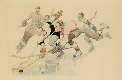 La partie de hockey sur glace by René Vincent — digital art print download