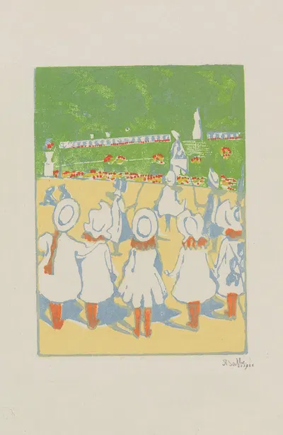 Маленькие девочки в Люксембурге by Алиса Байи, 1906 — digital art print download