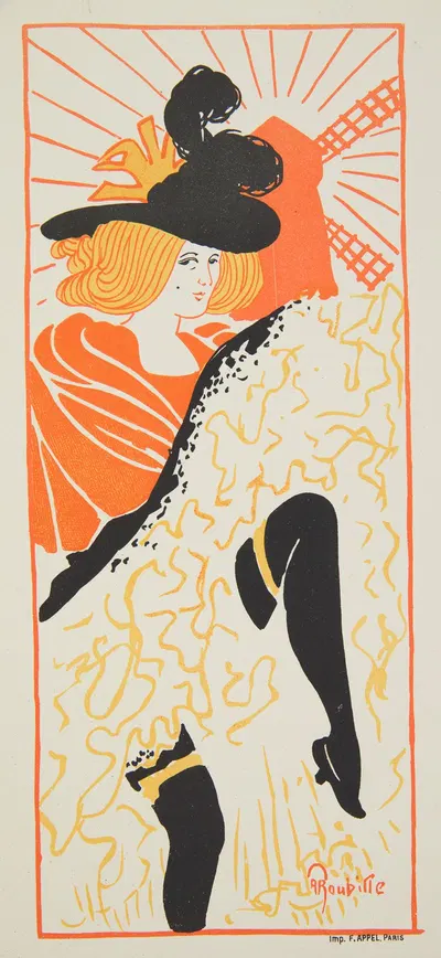 Dancer's guide to the Moulin Rouge with the program of the cabaret by Auguste Roubille, 1897 — digital art print download