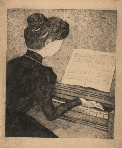 Молодая женщина за пианино. by Бланш Дерус, 1902-1909 — digital art print download