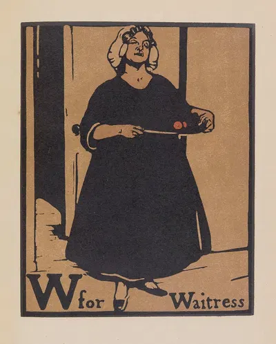 W for Waitress by William Nicholson, 1899 — digital art print download