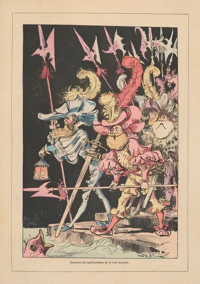 Suprise des hallebardiers de la tour du pont by Albert Robida, 1881 — digital art print download