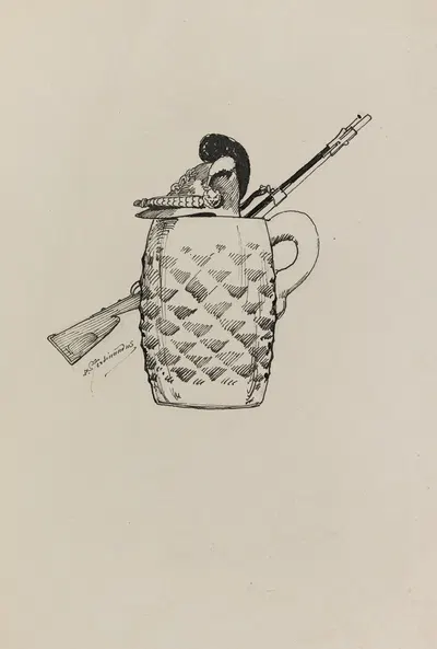 Chope de bière, casque et fusil by Alexandre Ferdinandus, 1882-1883 — digital art print download