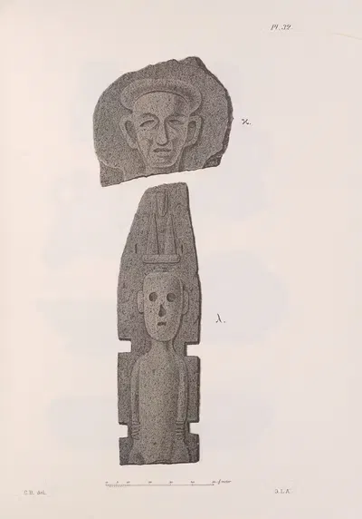 Nicaraguan antiquities Pl.33 by Carl Bovallius, 1886 — digital art print download