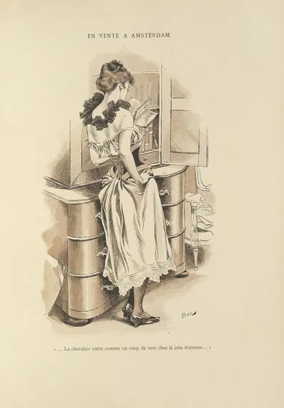 En vente a Amsterdam by Ferdinand Bac, 1894 — digital art print download