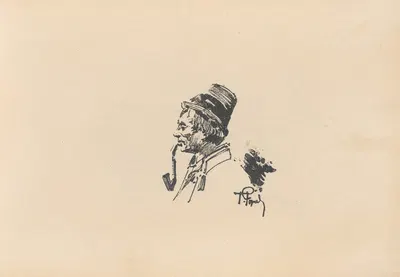 Мужик, курящий трубку by Фридерик Паутш, 1896 — digital art print download