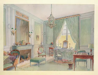 Boudoir cabinet de toilette Louis XVI avec chaise longue…. by Georges Rémon, 1907 — digital art print download
