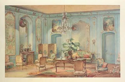 Grand salon Louis XV, peint en gris vert…. by Georges Rémon, 1907 — digital art print download