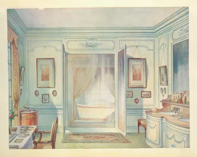 Salle de bains Louis XVI, avec une glace à trois faces…. by Georges Rémon, 1907 — digital art print download