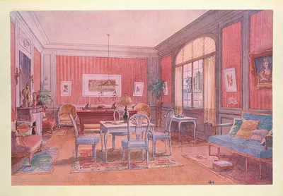 Salle de billard de campagne…. by Georges Rémon, 1907 — digital art print download
