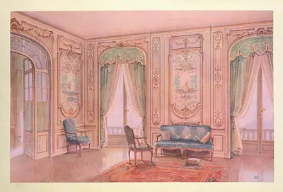 Salon peint style régence, décoré de panneaux peints par Lancret…. by Georges Rémon, 1907 — digital art print download
