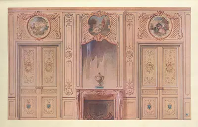 Salon peint style régence, vue géométrale. by Georges Rémon, 1907 — digital art print download