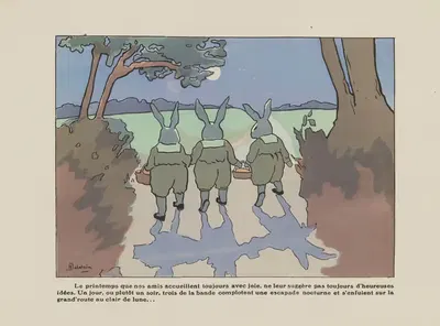 История шести маленьких кроликов Pl.07 by Анриетта Делалэн, 1918 — digital art print download