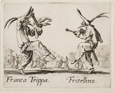 Franca Trippa and Fritellino by Jacques Callot, 1631 — digital art print download