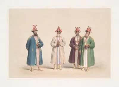 1. Мир Алам Хан, Умлех Баши; 2. Дост Махомед Хан, Чауш Баши; 3. Мир Али, Умлех Баши; 4. Сурфураз Хан, Рикаб Баши by Джеймс…