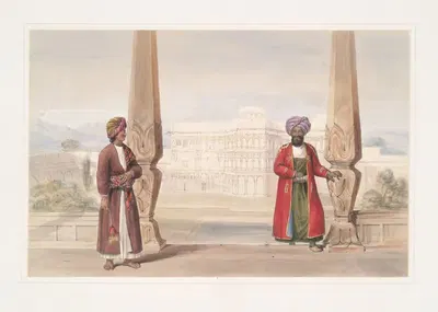 Дворянин Дорани и его слуга во дворце, Кандагар by Джеймс Аткинсон, 1843 — digital art print download