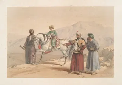 Племянник Дост Махомед Хана на знаменитой лошади by Джеймс Аткинсон, 1843 — digital art print download