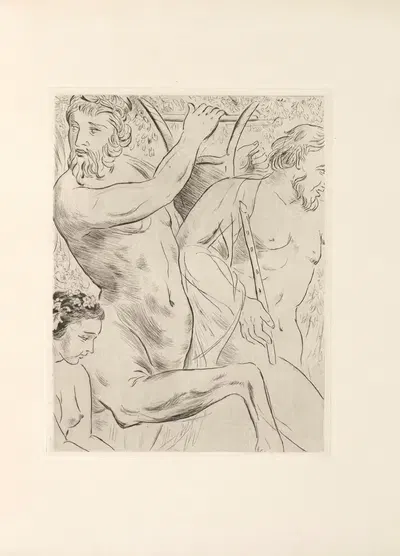 Кентавр, за которым следует Бахантка. Пл. 04 by Морис де Герин, 1945 — digital art print download