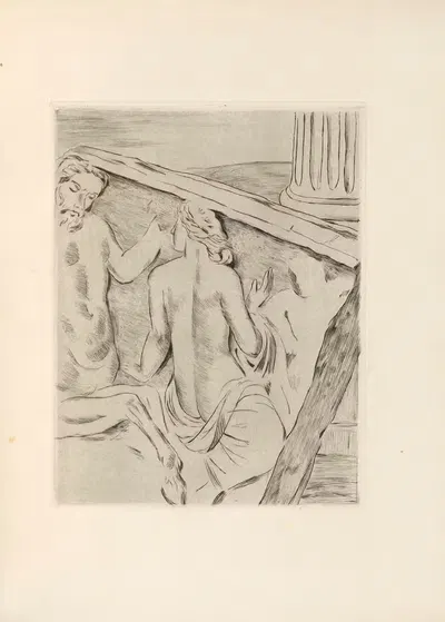 Кентавр, за которым следует бакханка, пл. 06 by Морис де Герин, 1945 — digital art print download