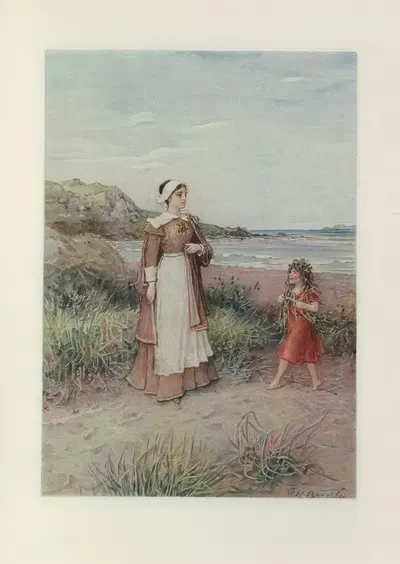Хестер и Перл на берегу моря by Джордж Генри Ботон, 1908 — digital art print download