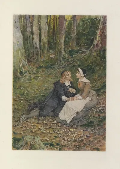 Хестер и Диммесдейл в лесу by Джордж Генри Ботон, 1908 — digital art print download