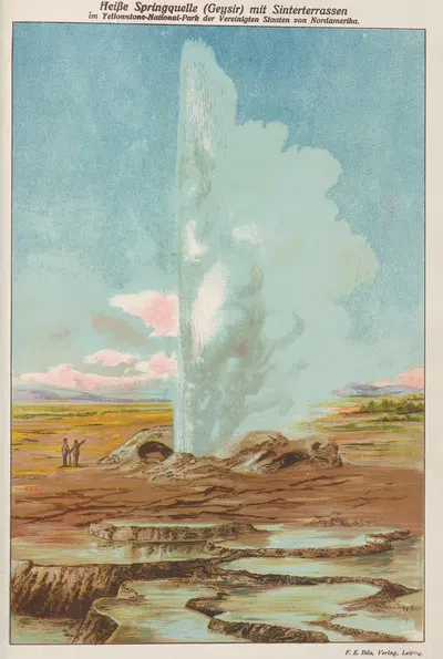 Горячий источник (гейзер) с синтерными террасами by Оскар Хоффман, 1914 — digital art print download