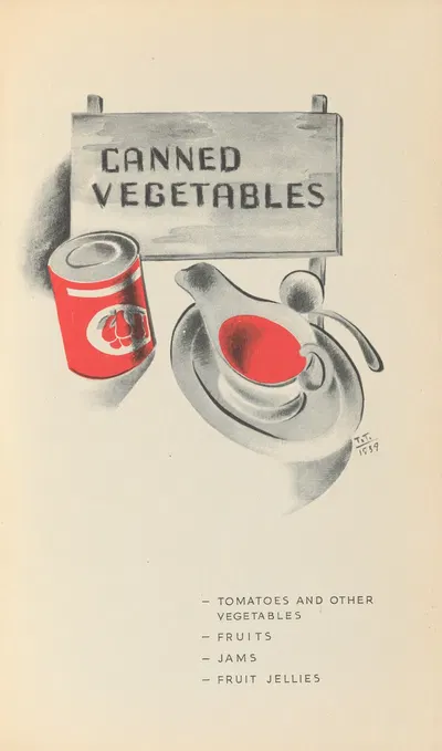 Canned vegetables by T. Tommasini, 1939 — digital art print download