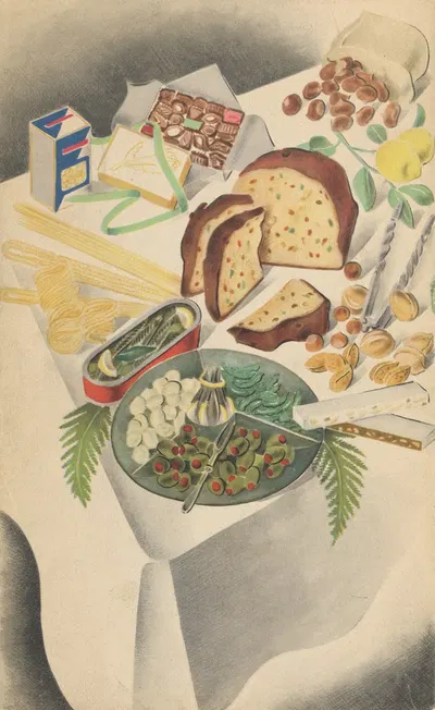 Итальянские продукты – задняя обложка by Т. Томмазини, 1939 — digital art print download