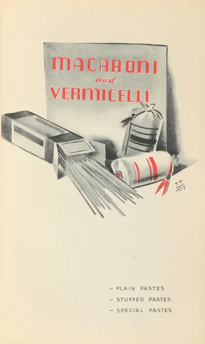 Macaroni and vermicelli by T. Tommasini, 1939 — digital art print download