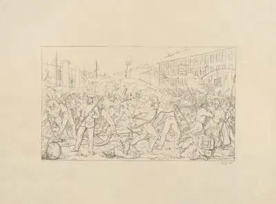 Битва в Балтиморе, 19 апреля 1861 by Адальберт Джон Вольк, 1861–1863 — digital art print download