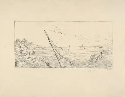 Каменная блокада у Чарльстона, Южная Каролина by Адальберт Джон Вольк, 1861–1863 — digital art print download