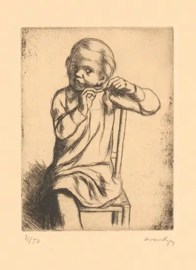 Girl doing her hair by Albert Van Dyck, 1935 — digital art print download