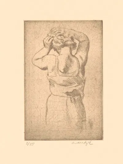 Woman doing her hair by Albert Van Dyck — digital art print download