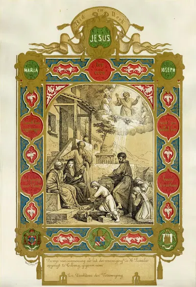 Диплом Святой Семьи Тилбурга (Приход Корвель) by Эдвард Дюжарден, 1865 — digital art print download