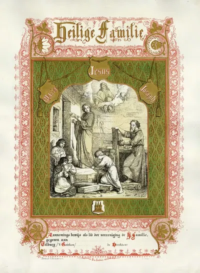 Диплом Святой Семьи Тилбург (Приход 'т Гойрке) by Эдвард Дюжарден, 1865 — digital art print download