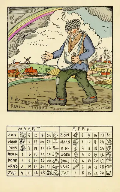Календарь Палиетера, Загородная жизнь, март-апрель 1933 by Феликс Тиммерманс, 1933 — digital art print download