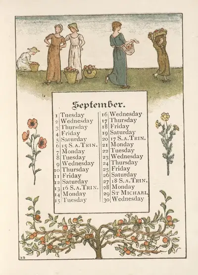 September by Kate Greenaway, 1891 — digital art print download