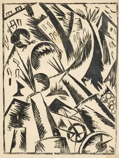Voina (War) II – Poedinok (Duel) by Olga Rozanova, 1915-1916 — digital art print download