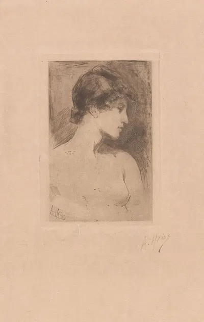 Бюст обнаженной женщины by Арман Хайнс, 1866-1910 — digital art print download
