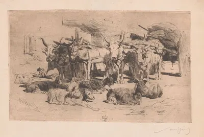Повозки, запряженные быками и мулов by Арман Хайнс, 1866-1910 — digital art print download