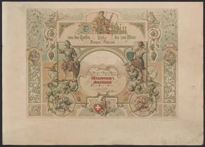 Der Rhein von den Quellen bis zum Meere – Title page by Caspar Scheuren, 1880-1883 — digital art print download