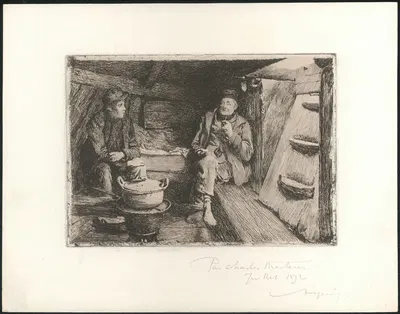 Два рыбака в каюте by Шарль Мертенс, 1892 — digital art print download