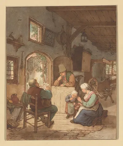 Читатель газет в интерьере by Корнелис Плос ван Амстел, 1766 — digital art print download