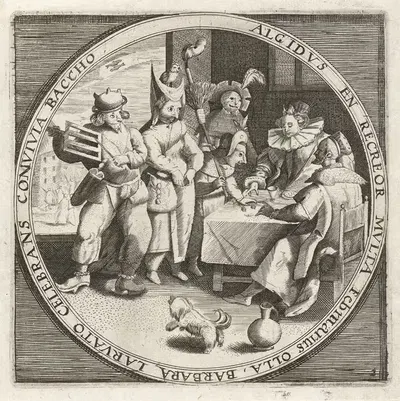 The month of February, Carnival by Crispijn van de Passe the Elder, 1650-1675 — digital art print download