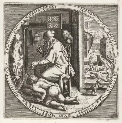 The month of December, warming up by the fire by Crispijn van de Passe the Elder, 1650-1675 — digital art print download